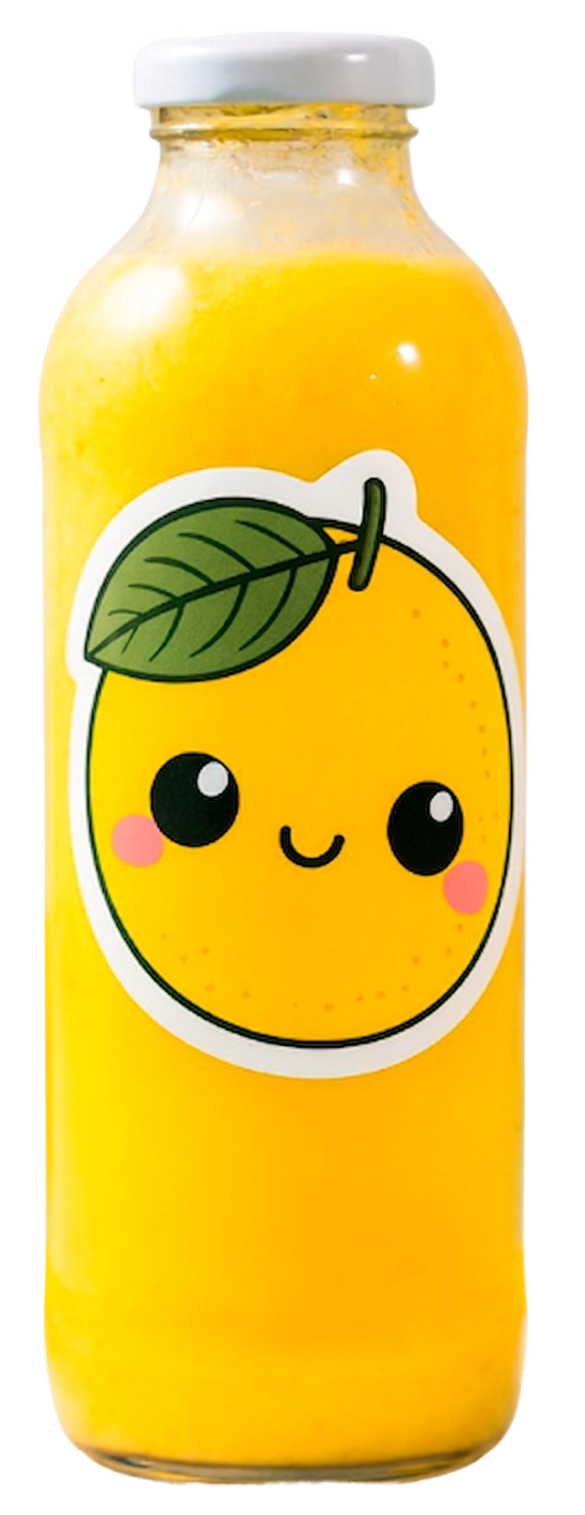Garrafa de suco natural com rótulo colorido produzido pela Oliver Print