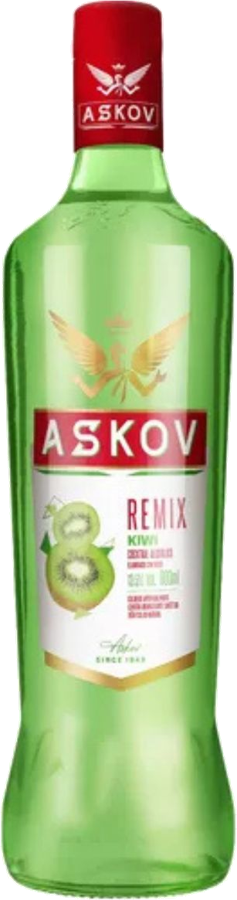 Garrafa Askov Remix Kiwi com rótulo de edição especial produzido pela Oliver Print