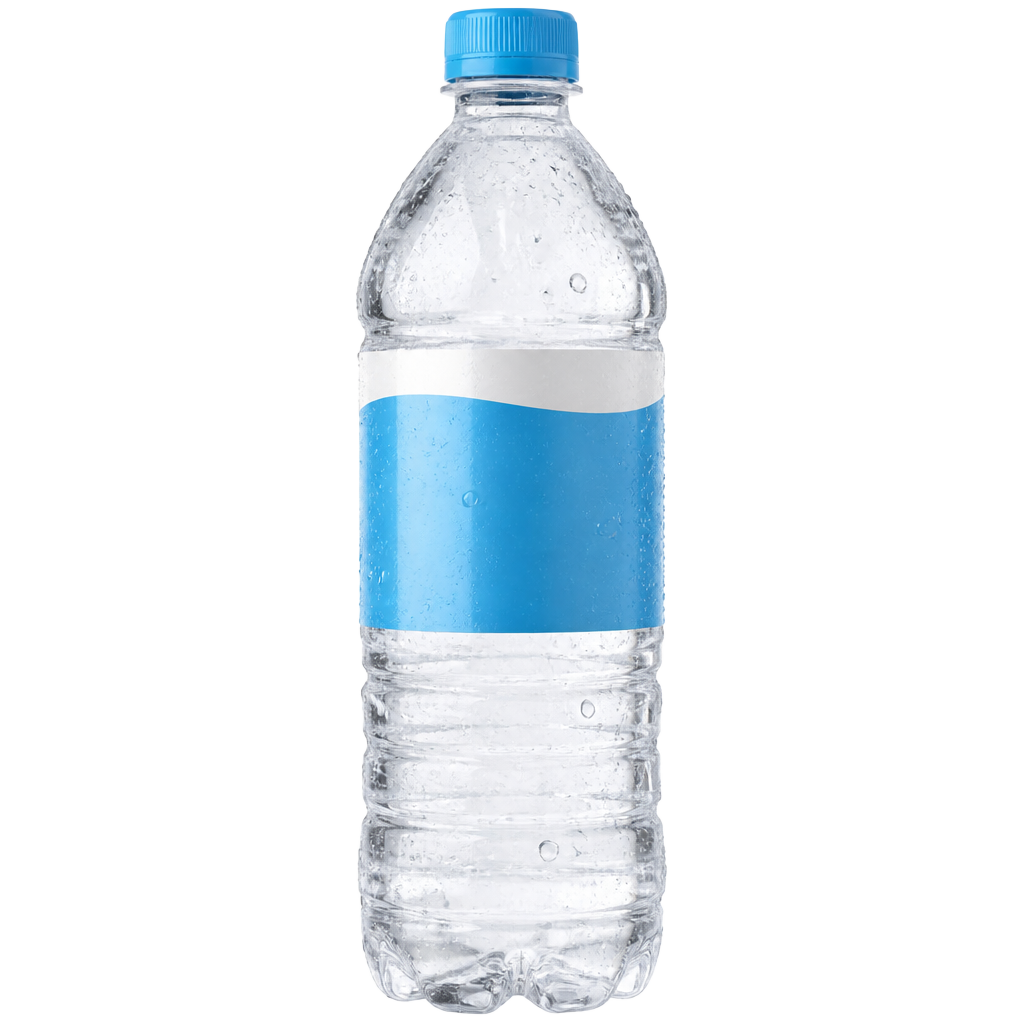Garrafa de água mineral com rótulo resistente à umidade produzido pela Oliver Print